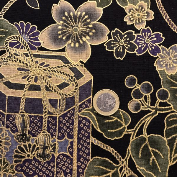 Tissu Coton Japonais Imprimé Fleurs - 140 Mètres - Pour Kimono, DIY, Couture